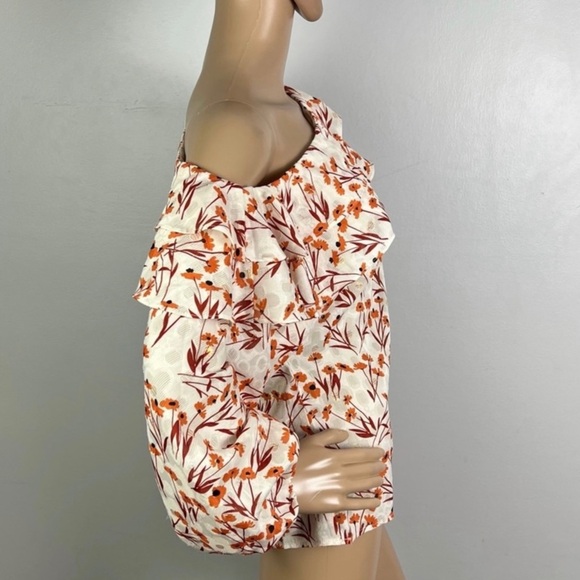 NEW MAJE CREAM FLORAL PRINT ONE-SHOULDER TOP - Picture 4 of 8